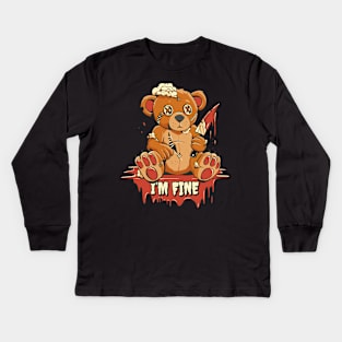 Creepy Teddy Bear Kids Long Sleeve T-Shirt